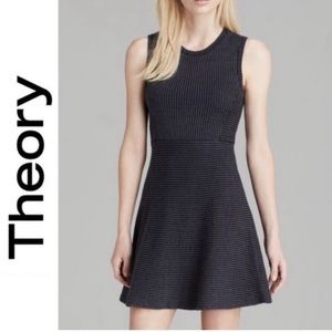 Theory Navy Striped Knit Dress